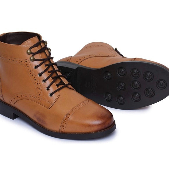 Lethato Men's Classic Handcrafted Leather Toe Cap Boots - Picture 2 of 7